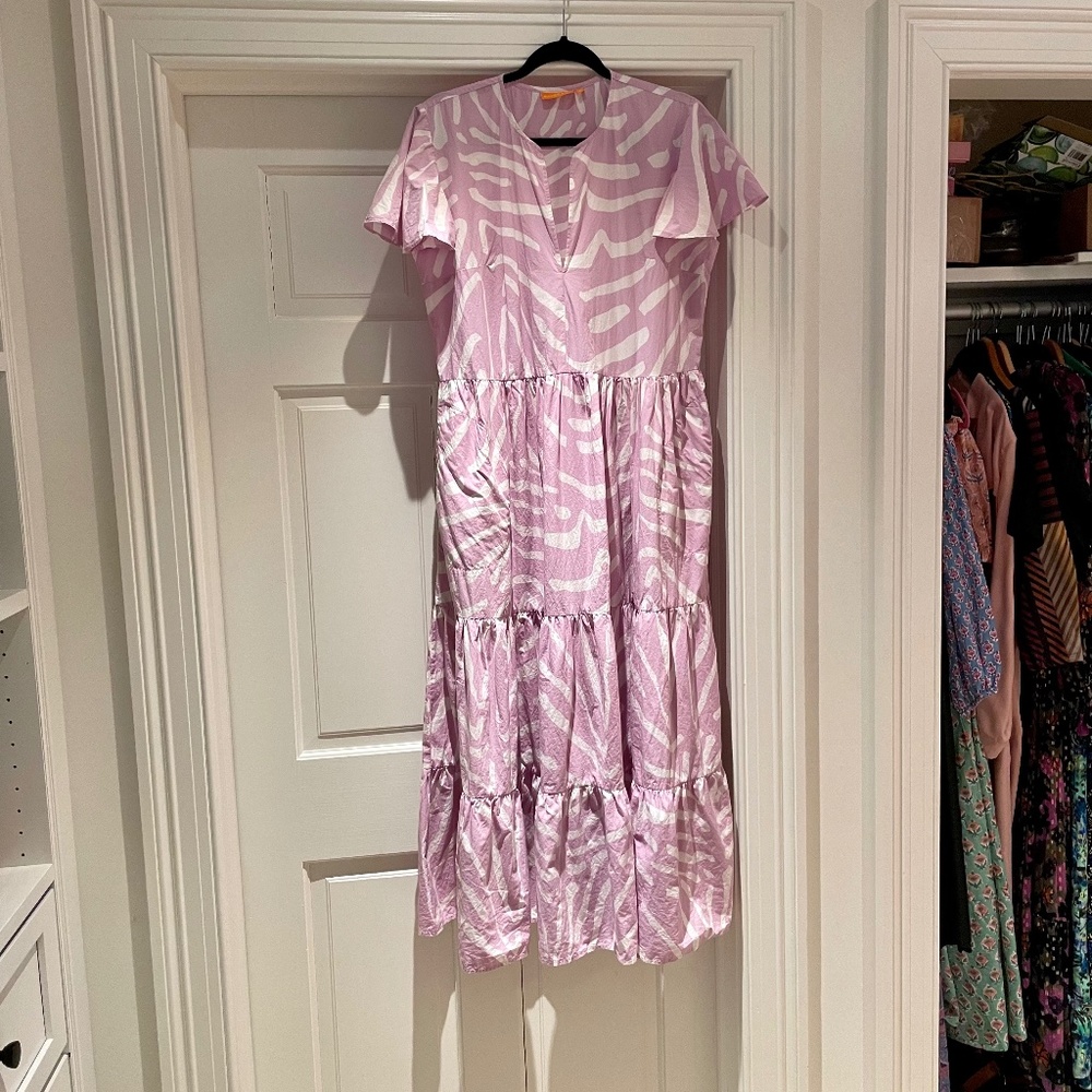 Oliphant Pink White Tiered Maxi Dress